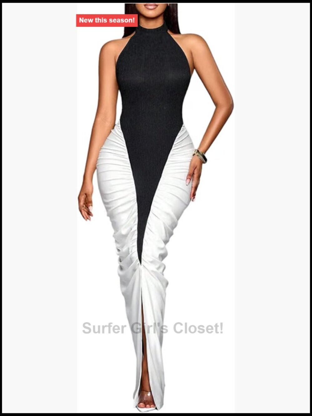Womens Halter Backless Bodycon Maxi Dress Sleeveless Ruched Party